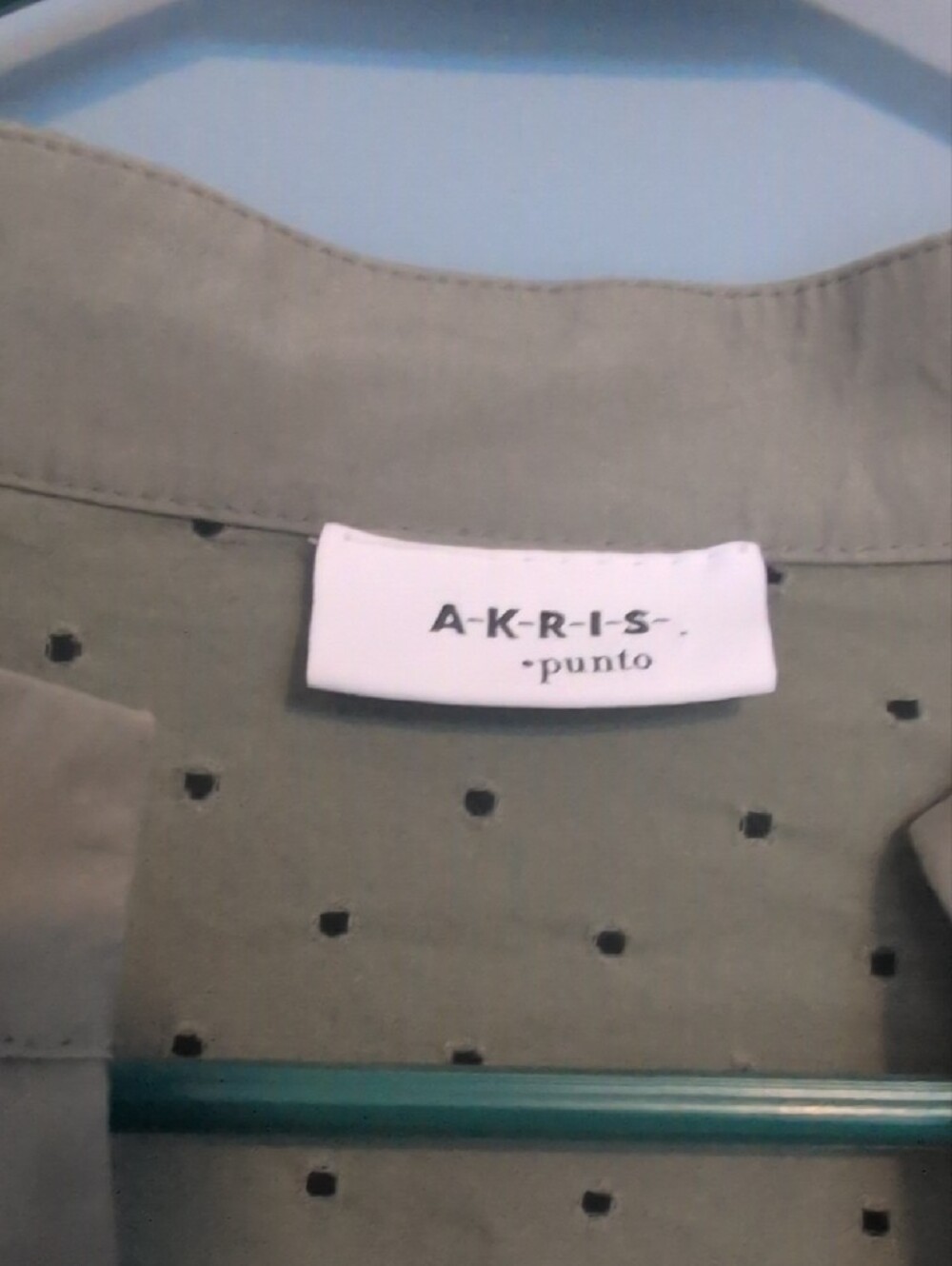 Akris Punto Olive Eyelet Split-Neck Tunic - Picture 2 of 7